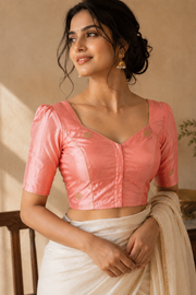 Peach Orange Banarasi Katan Silk Blouse 10073415