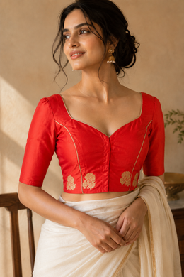 Radical Red Banarasi Katan Silk Blouse 10073413