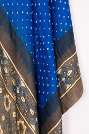 Electric Blue Ajrakh Printed Bandhani Gajji Silk Dupatta 10072144