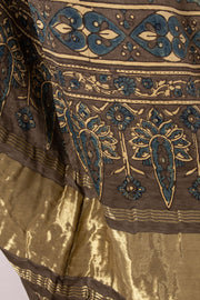 Electric Blue Ajrakh Printed Bandhani Gajji Silk Dupatta 10072144