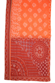 Rust Orange Chikankari Embroidered Kota Cotton Saree 10078107