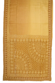 Golden Chikankari Embroidered Kota Cotton Saree 10078109
