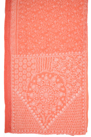 Peach Chikankari Embroided Kota Cotton Saree 10078112