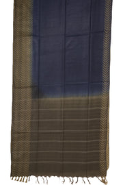 Navy Blue Semi Tussar Saree with Chevron Border 10078218