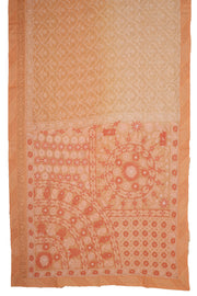 Peach Chikankari Embroided Kota Cotton Saree 10078110