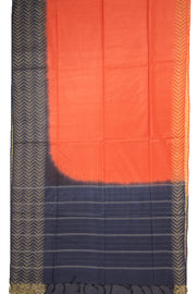 Orange Semi Tussar Saree with Chevron Border 10078216