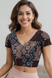 Black Hand Block Ajrakh Printed Cotton Blouse 10074451