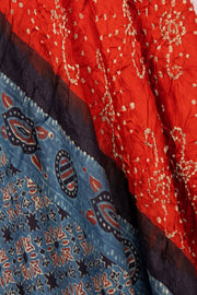 Fire Orange Bandhani Ajrakh Printed Gajji Silk Dupatta 10072139