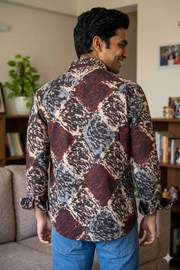 Graphite Black Full Sleeve Ajrakh Printed Cotton Men's Shirt 10076858