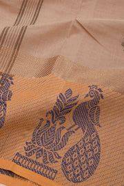 Beige Handloom Chettinad Cotton Saree Without Blouse 10075181