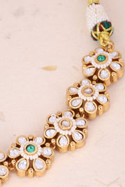 Antique Gold Tone Green & White Stone Necklace 10069641