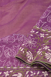 Purple Chikankari Embroided Kota Cotton Saree 10078106