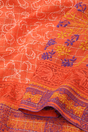 Orange Chikankari Embroided Kota Cotton Saree 10078105
