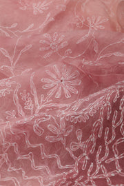 Dusty Rose Chikankari Embroided Organza Saree 10078115