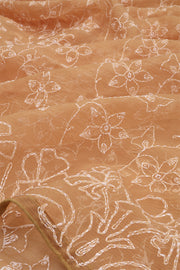 Beige Chikankari Embroided Organza Saree 10078120