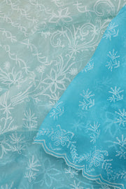 Sky Blue Chikankari Embroided Organza Saree 10078122