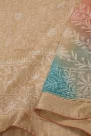 Multi Colour Chikankari Embroided Organza Saree 10078121