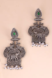Oxidised Earing With Elephant Motif
