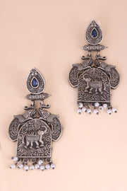 Oxidised Earing With Elephant Motif