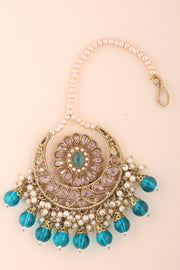 Gold Plated Kundan Pearl Maang Tikka 10069662