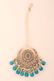 Gold Plated Kundan Pearl Maang Tikka 10069662