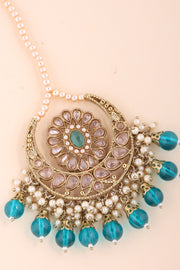 Gold Plated Kundan Pearl Maang Tikka 10069662