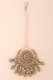Gold Plated Kundan Pearl Maang Tikka 10069663