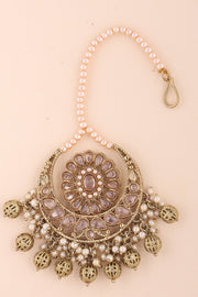Gold Plated Kundan Pearl Maang Tikka 10069663