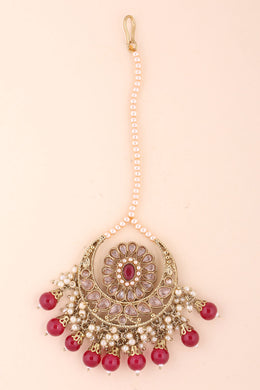 Gold Plated Kundan Pearl Maang Tikka 10069665