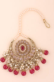 Gold Plated Kundan Pearl Maang Tikka 10069665