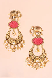 Gold Plated Earring With Elephant Motif