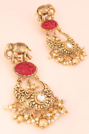 Gold Plated Earring With Elephant Motif