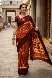 Orange Handcrafted Sungudi Cotton Saree 10074930