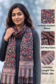 Black Kani Printed Wool Unisex Stole 10077887