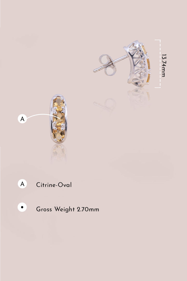 Citrine Sterling Silver Stud Earring - Avishya