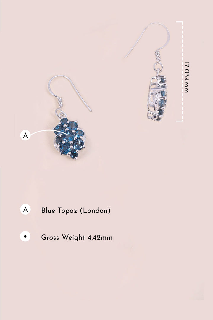 Blue Topaz Sterling Silver Drop Earing - Avishya