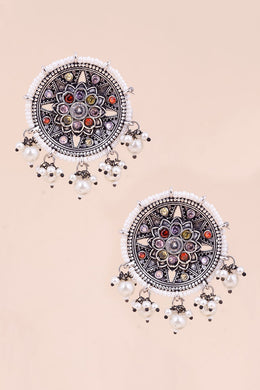 Oxidised Pearl Stud Earring