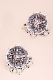 Oxidised Pearl Stud Earring