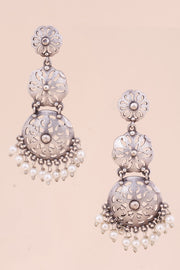 Oxidised Earring With Pearls