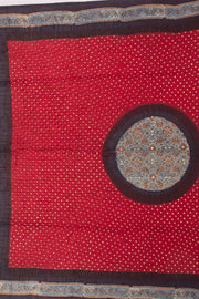 Maroon Bandhani Ajrakh Printed Gajji Silk Dupatta 10072138
