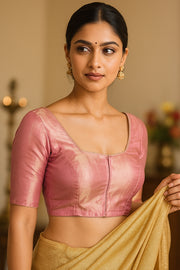Pink Banarasi Tissue Silk Blouse 10075961