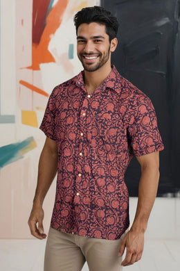 Brown Bagh Printed Half Sleeve Men's Cotton Shirt 10075454