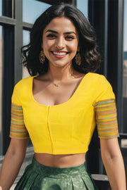 Canary Yellow Andhra Cotton Blouse 10070824