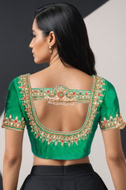 Green Aari Embroidered Silk Blouse 10068915