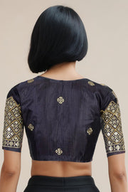 Black Aari Embroidered Silk Blouse 10068945