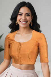 Mustard Yellow Aari Embroidered Tussar Silk Blouse 10070434