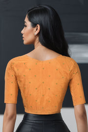 Mustard Yellow Aari Embroidered Tussar Silk Blouse 10070434