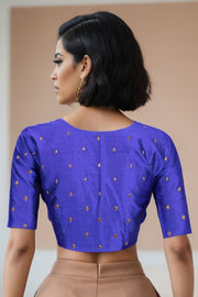 Azure Blue Aari Embroidered Tussar Silk Blouse 10070438