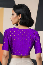 Purple Aari Embroidered Raw Silk Blouse 10066104