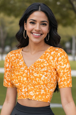 Yellow Batik Rayon Blouse 10075026